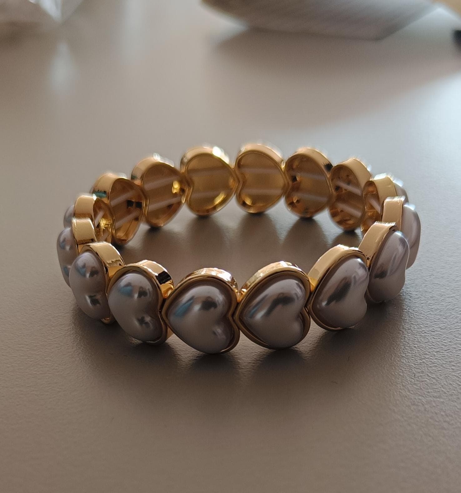 BRAZALETE PERLA CORAZON LAMINADO